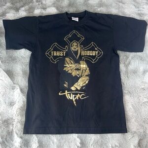 VTG Y2K Tupac T-Shirt Sz L Shaka Wear Graphic "Trust Nobody" Cross Hip Hop Rap